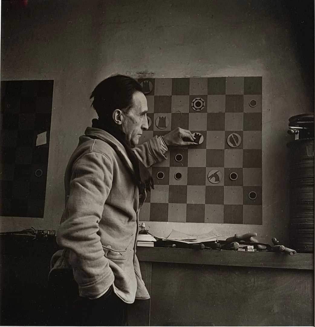 Marcel Duchamp at the chess board